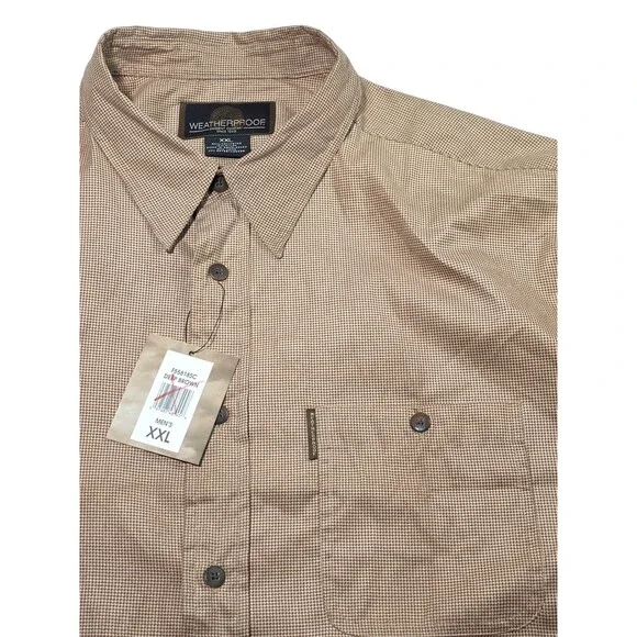 ​Weatherproof Mens XXL Houndstooth Shirt Brown Tech Nylon Shacket GrandpaCore... - Picture 4 of 7